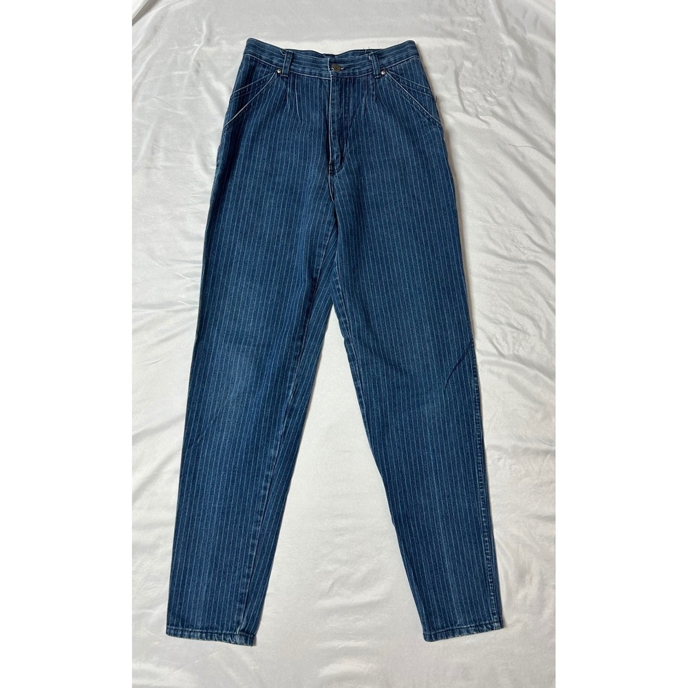 Rare Vintage Sergio Valente Pinstripe Jeans 26 Waist Unique Front Pockets Cotton